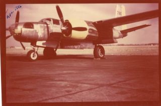 Org Wwii Photo: American B - 25 Mitchell Aircraft On Airbase 1946 Color