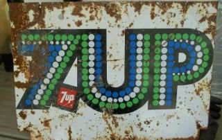Vintage Seven Up 7up Tin Metal Store Display Sign Trippy Uncola Soda
