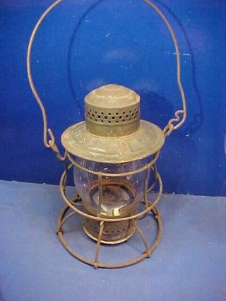 Vintage Erie Railroad Armspear Lantern W Orig Signed Globe
