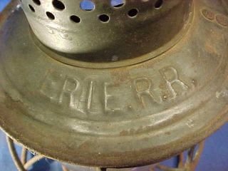 Vintage ERIE RAILROAD Armspear LANTERN w Orig Signed GLOBE 2