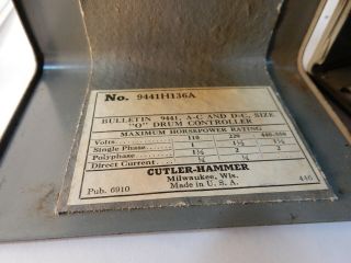Vintage Cutler Hammer Reverse Forward Drum Switch 9441H136A,  Lathe Made USA 8