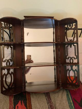 Antique/vintage Art Deco Wooden Hanging Wall Shelf/shadow Box Mirror