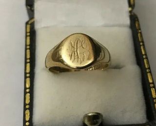 Vintage Hm 9ct 9k Yellow Gold Ladies Oval Signet Ring Size K 2.  6g Monogrammed