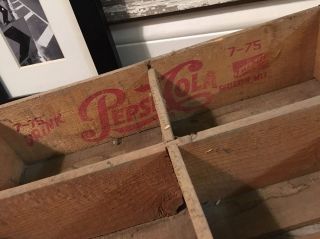 2 Vintage 1975 Pepsi & Coke Coca Cola Wood Soda Pop Crate 4 Divider 7