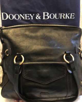 Rare Dooney & Bourke Large Smith Florentine Leather Satchel Black Tassel Handbag