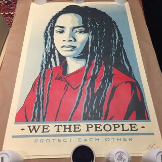 Shepard Fairey Obey We The People Signed 24 X36 3 Print Set Rare Art
