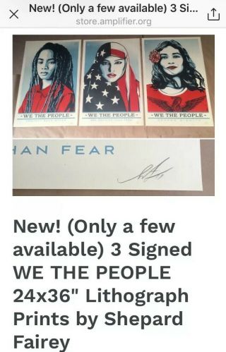Shepard Fairey Obey We The People Signed 24 x36 3 print set rare art 3