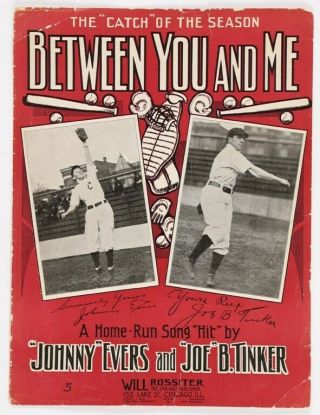 Rare 1908 Johnny Evers And Joe Tinker Chicago Cubs Baseball Sheet Music