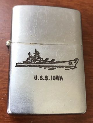 Vintage Uss Iowa Navy Military Zippo Lighter