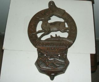 Vintage John Deere Cast Iron Sign / Mail Holder / Moline,  Ill / 1847 Green