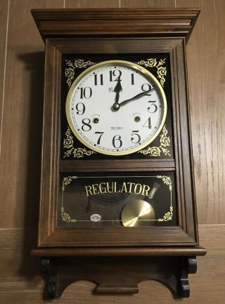 Vintage Regulator Centurion Wind Up 35 Day Wall Clock