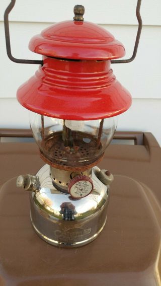 Vintage 1952 Chrome/Red Model 200 Coleman Lantern.  Made in Canada 4