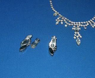 Vintage Albert Weiss Rhinestone Necklace Bracelet & Earring Set W/ Box 6