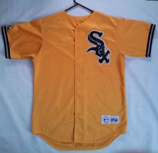 Vintage Rare Made In Usa Majestic Chicago White Sox Yellow Jersey In Size M