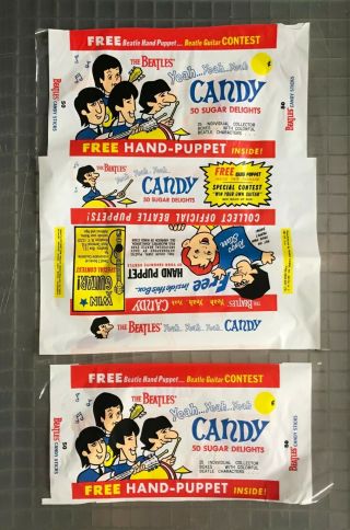 Rare - Vintage 1966 The Beatles World Candies Yeah Yeah Candy Sticks Wrapper