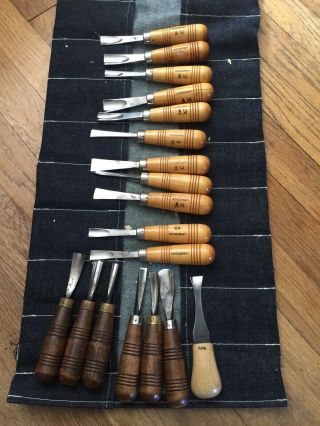 vintage wood carving tools 18 Piece 2
