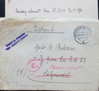 Ww 2 Letter By German Wife - Return To Sender - Panzer Division 1944 - Thoughts