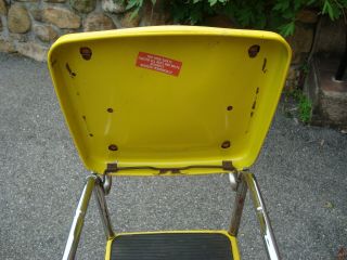 Vtg COSCO 2 step Kitchen Chair FLIP Seat SHOP Step Stool CHROME Yellow SteamPunk 5