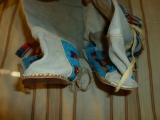 Native American Plains Indian Girls Beaded Dance Leather Moccasins Vintage 70s 2