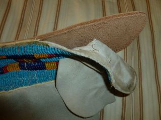 Native American Plains Indian Girls Beaded Dance Leather Moccasins Vintage 70s 4
