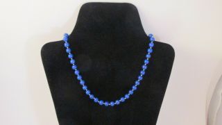 Vintage Lapis Lazuli Blue Beaded Necklace / 14k Solid Gold Clasp & 14k Beads.  Nr