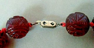 Antique 1920 - 30 ' s Cherry Amber Bakelite Rose Bead Necklace 10k GF Clasp 7