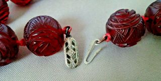 Antique 1920 - 30 ' s Cherry Amber Bakelite Rose Bead Necklace 10k GF Clasp 8
