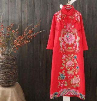 Womens Long Dresses Chinese Style Vintage Cotton Linen Loose Oversize Qipao 2019 5