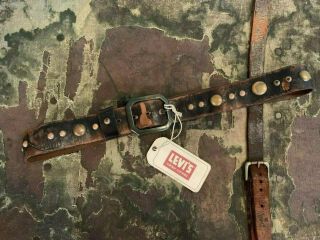 Lvc Levis Vintage Clothing Bandito Studded Western Belt Leather Italy Rrl L 95