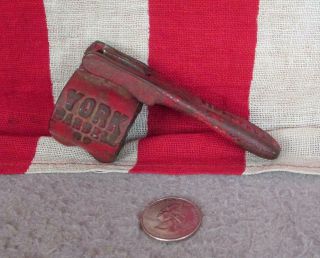 Vintage York Barbell Co.  Antique Gym Barbell Weight Bar Clamp Lever Red Holdtite