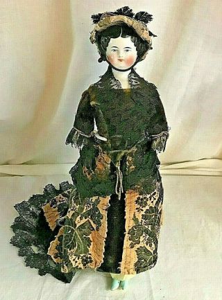 Antique 11  Tall China Head Flat Top Hair Style Doll With Clothing (as Found)