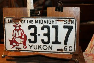 Vintage 1960 Land Of The Midnight Sun Yukon Miner Prospector License Plate 3 - 317