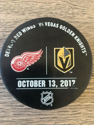 Rare Vegas Golden Knights Inaugural Game Warm - Up Puck 10/13/17 Meigray Detroit