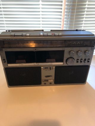 Vintage Portable Am/fm/dual Cassette Recorder Player Boombox Ghettoblaster