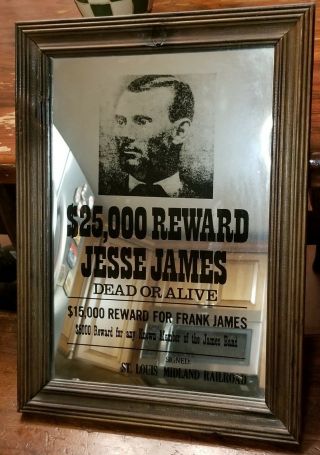 Rare Jesse James Reward Vintage Mirror