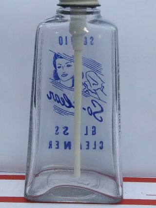 Vintage 1950s Sohio So - Clear painted label Glass Cleaner Bottle Standard Oil 4