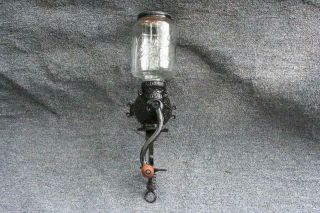 Antique Vintage Cast Iron Arcade No.  3 Crystal Wall Mount Coffee Grinder