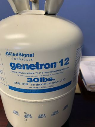 Genetron 12 Auto/air 30 Lb Container Partial 18.  703 Lb R12 Refrigerant Rare