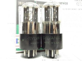 Two 6sn7gt Sylvania 2 Hole Plate Vintage Tubes Certified Reference Plus Pair