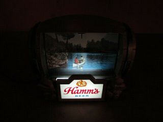 Vtg Hamms Beer Sign With Motion Old Barrel Flip Action Bar Rec Room Pub Man Cave