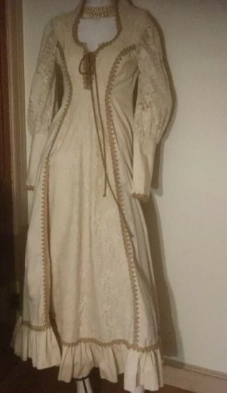 VTG Gunne Sax Medieval Ivory Corset Lace Prairie Gown Be The White Rose Princess 2