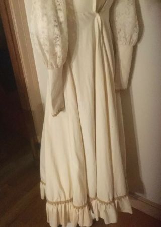 VTG Gunne Sax Medieval Ivory Corset Lace Prairie Gown Be The White Rose Princess 7