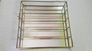 Vintage Brass Glass Wall Shelf Mirror Curio Display Cabinet