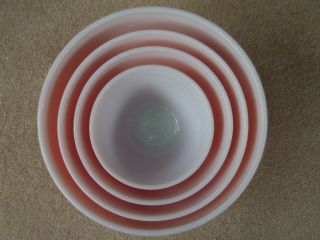 Vintage Pyrex Nesting Mixing Bowls 4 Set Flamingo Bubblegum Pink 401,  402,  403,  404