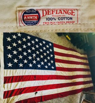 Huge 9 Foot Vintage 1960s Defiance American 50 Star Flag Old Glory