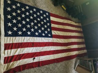Huge 9 Foot Vintage 1960s Defiance American 50 Star Flag Old Glory 3