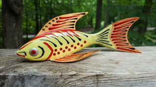 Folk Art Fish Spearing Decoy - Painted By Dale Claus - Unique Ice Fishing Lure