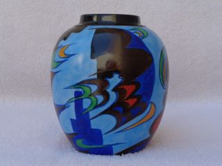 Rare Carlton Ware Handcraft Stormy Kites Pattern Art Deco Vase 3