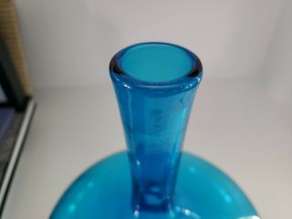 VINTAGE Blue BLENKO DECANTER HUSTED ART GLASS STOPPER Footed Blue 6
