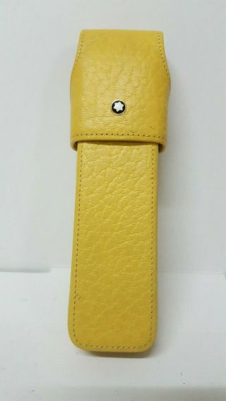 Vintage Montblanc Yellow Leather Pen Case Pouch For 2 Pen